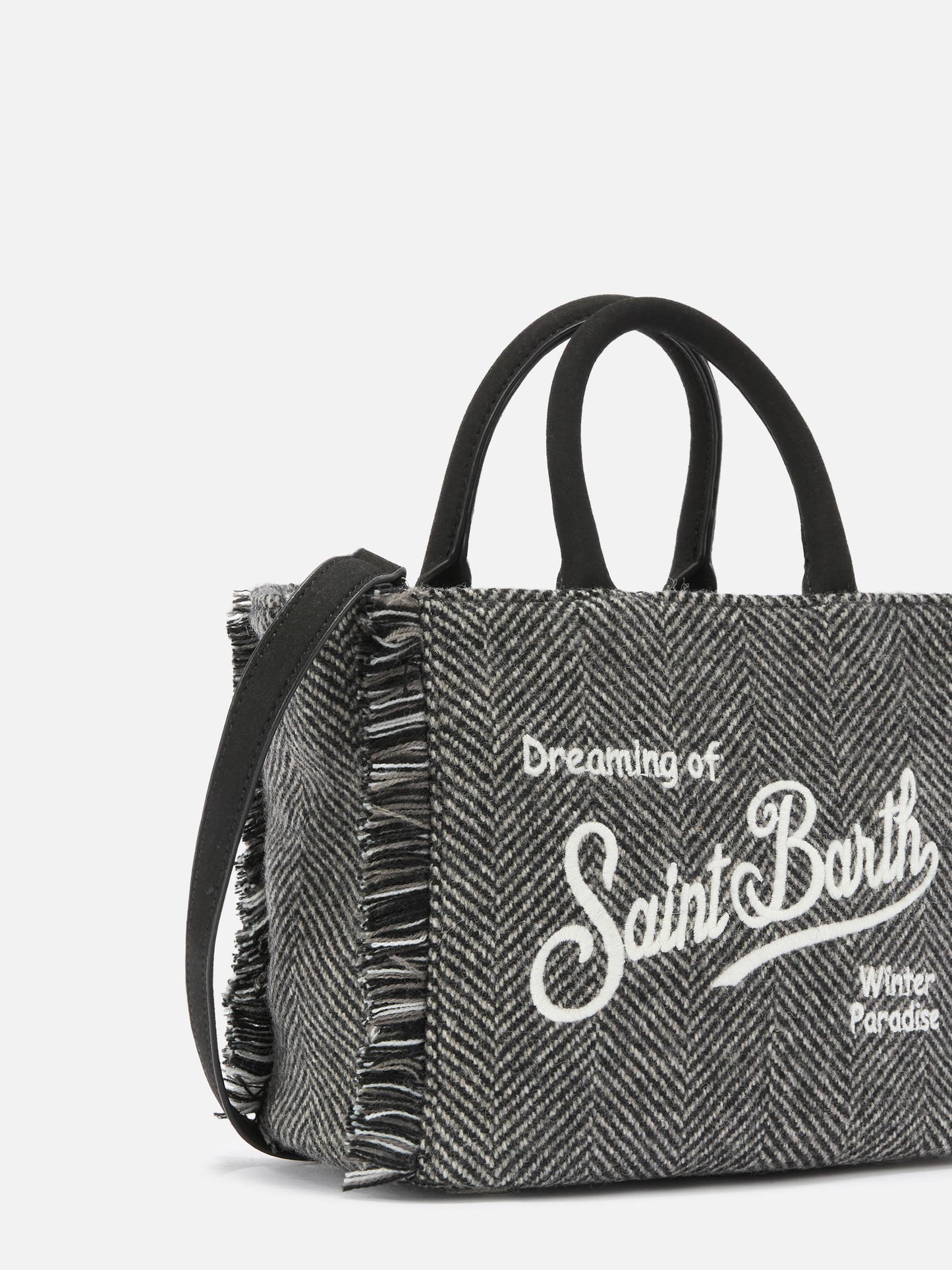 Vanity Mini Wool black and grey herringbone bag