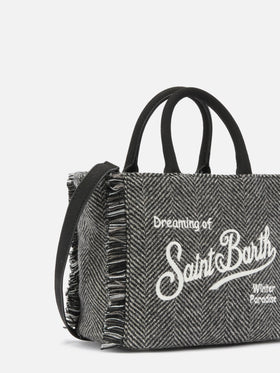 Vanity Mini Wool black and grey herringbone bag