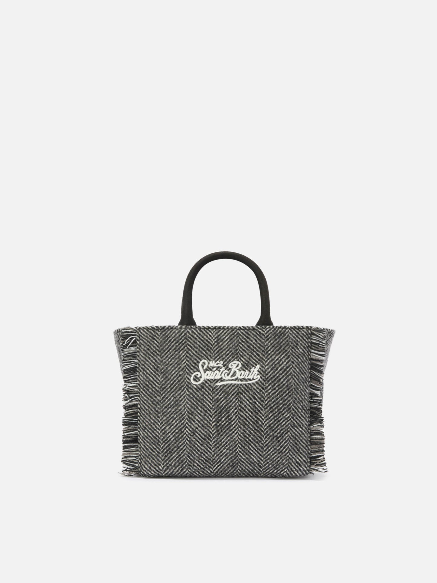 Vanity Mini Wool black and grey herringbone bag