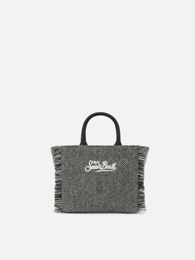 Vanity Mini Wool black and grey herringbone bag