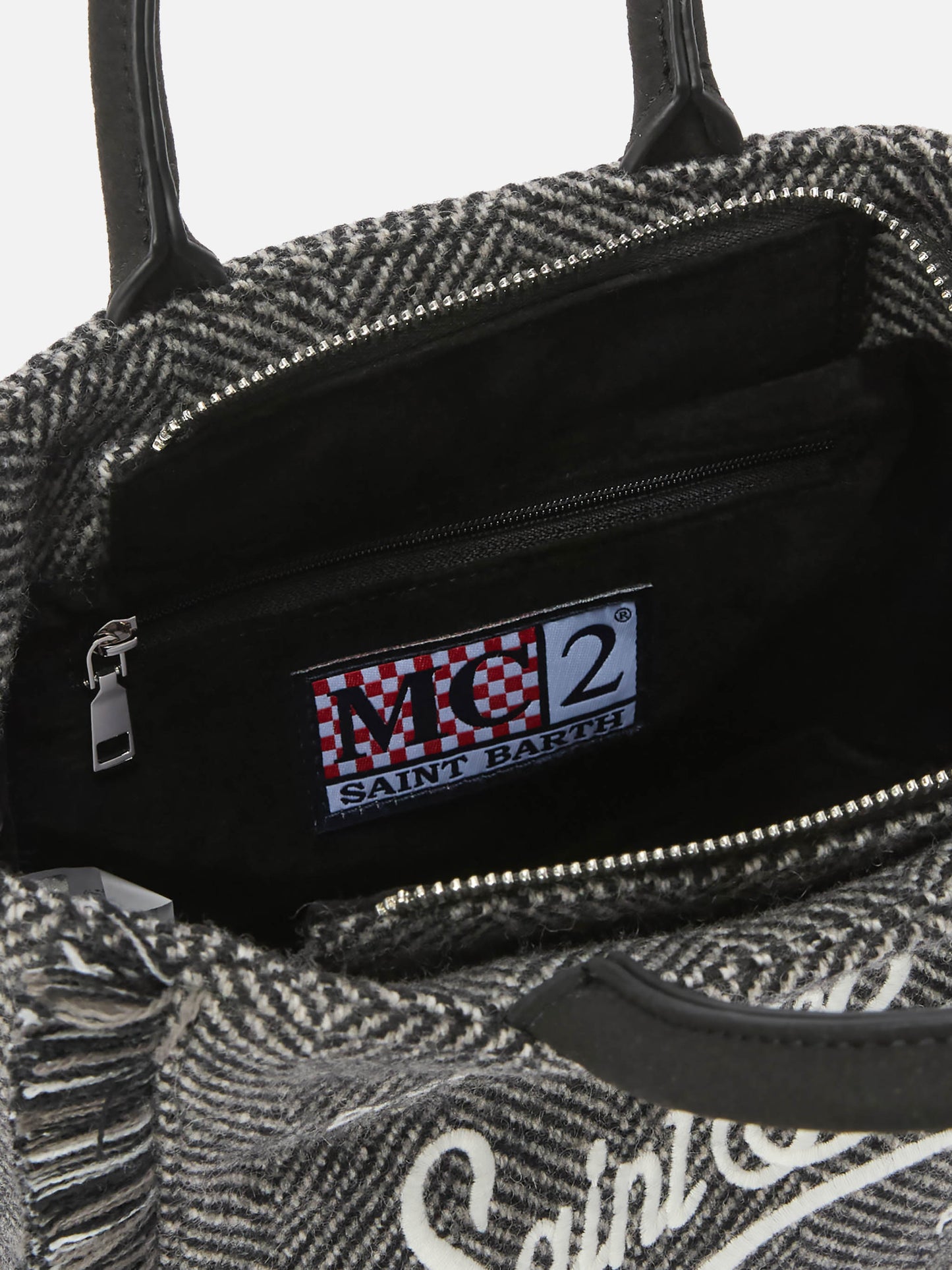Vanity Mini Wool black and grey herringbone bag