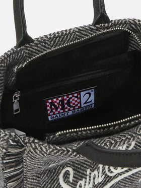 Vanity Mini Wool black and grey herringbone bag