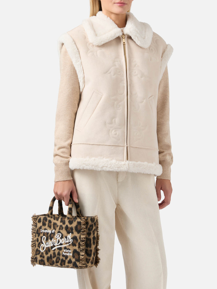Vanity Mini Felt leopard print bag