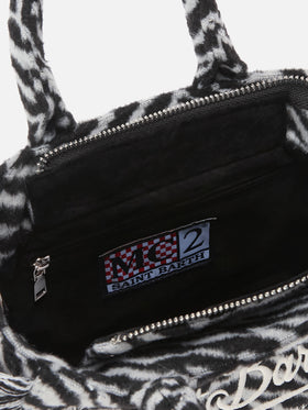 Vanity Mini-Filzhandtasche aus Wollmischung mit Zebramuster.
