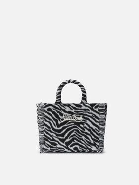Vanity Mini-Filzhandtasche aus Wollmischung mit Zebramuster.