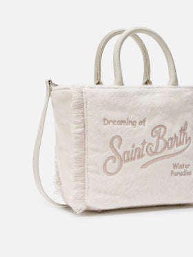 Vanity Mini-Filzhandtasche aus weißem Wollmischgewebe