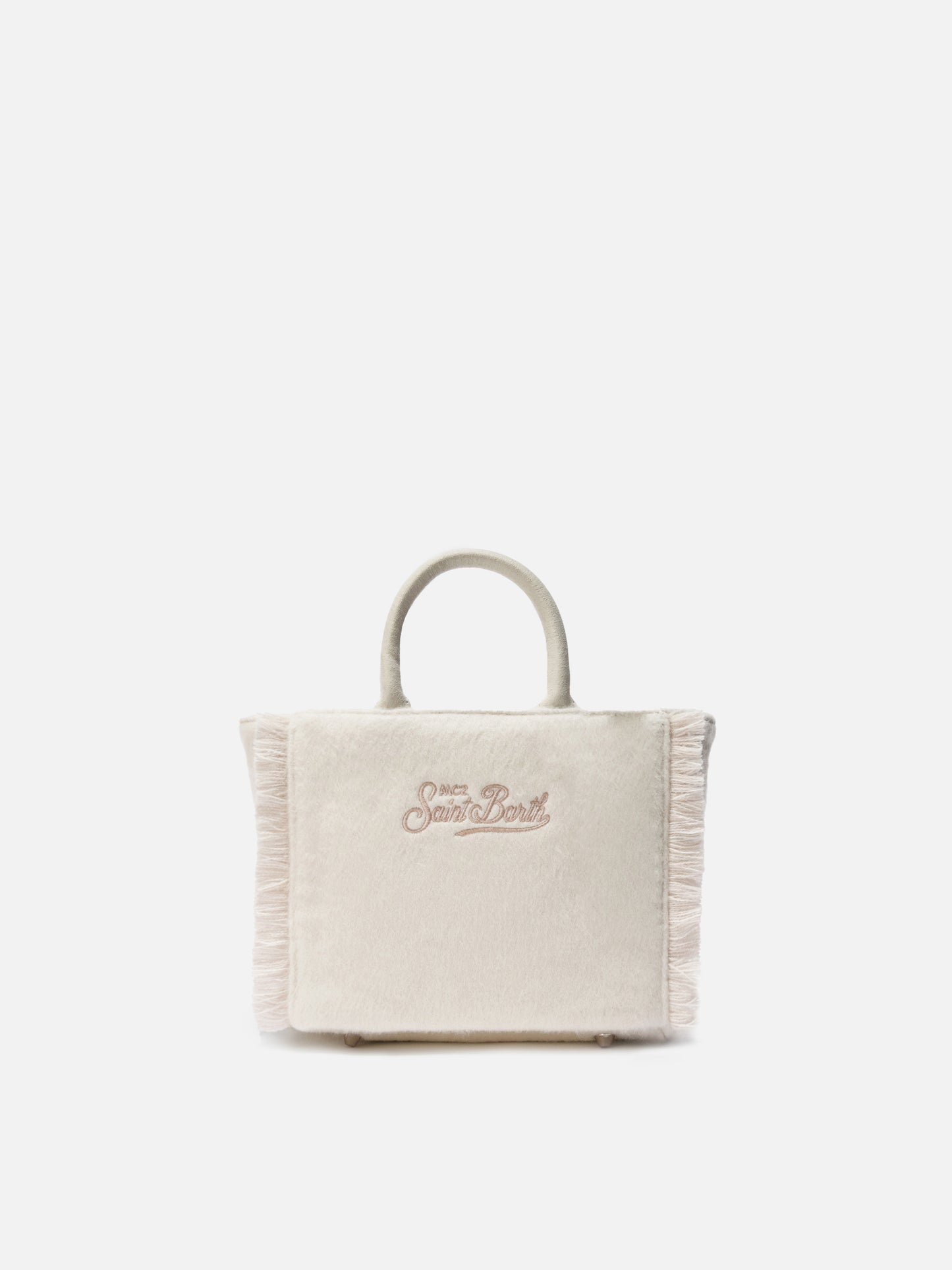 Vanity Mini-Filzhandtasche aus weißem Wollmischgewebe