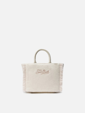 Vanity Mini-Filzhandtasche aus weißem Wollmischgewebe