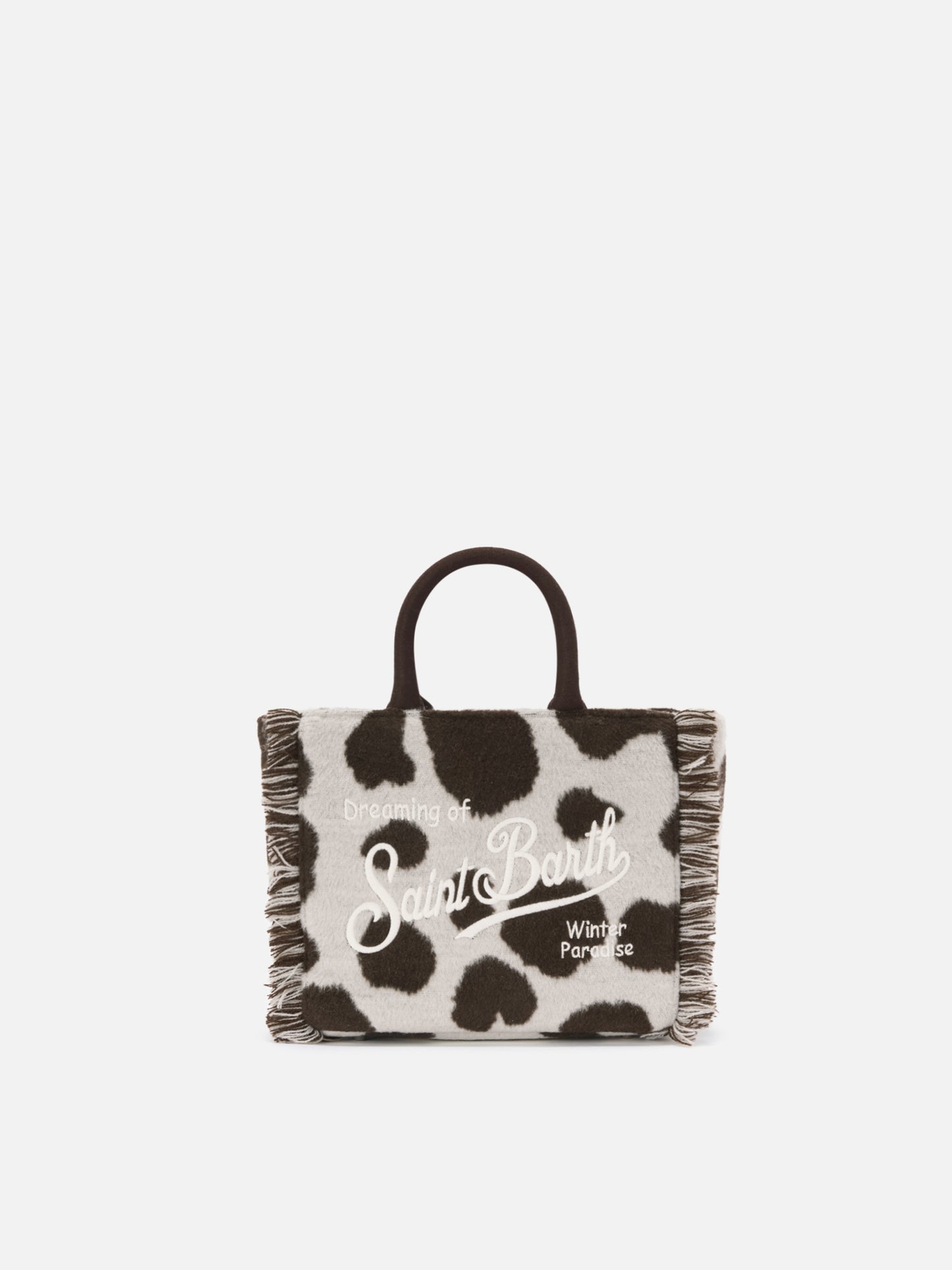Vanity Mini-Filzhandtasche aus Wollmischung mit Kuhfellmuster