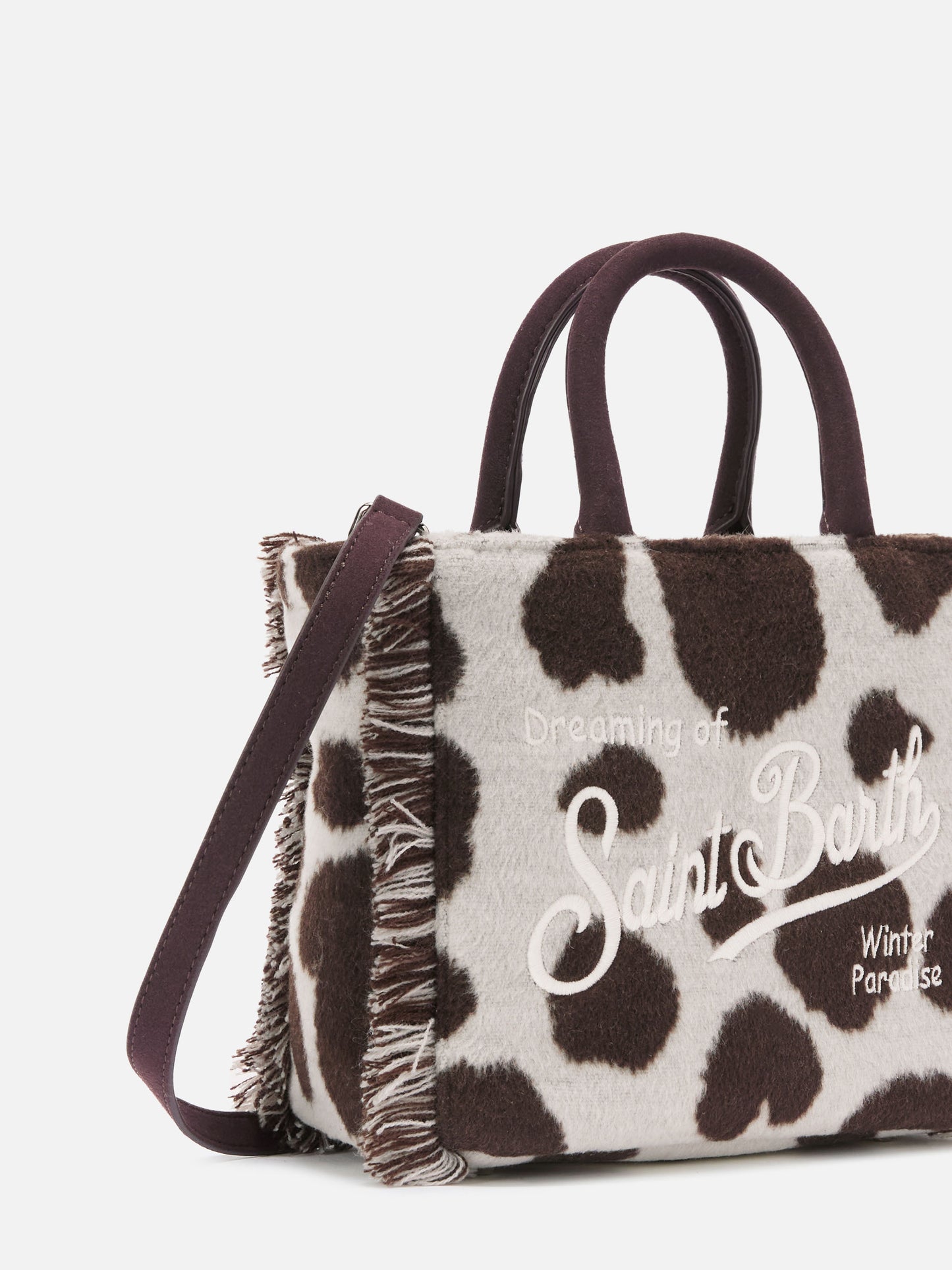 Vanity Mini-Filzhandtasche aus Wollmischung mit Kuhfellmuster