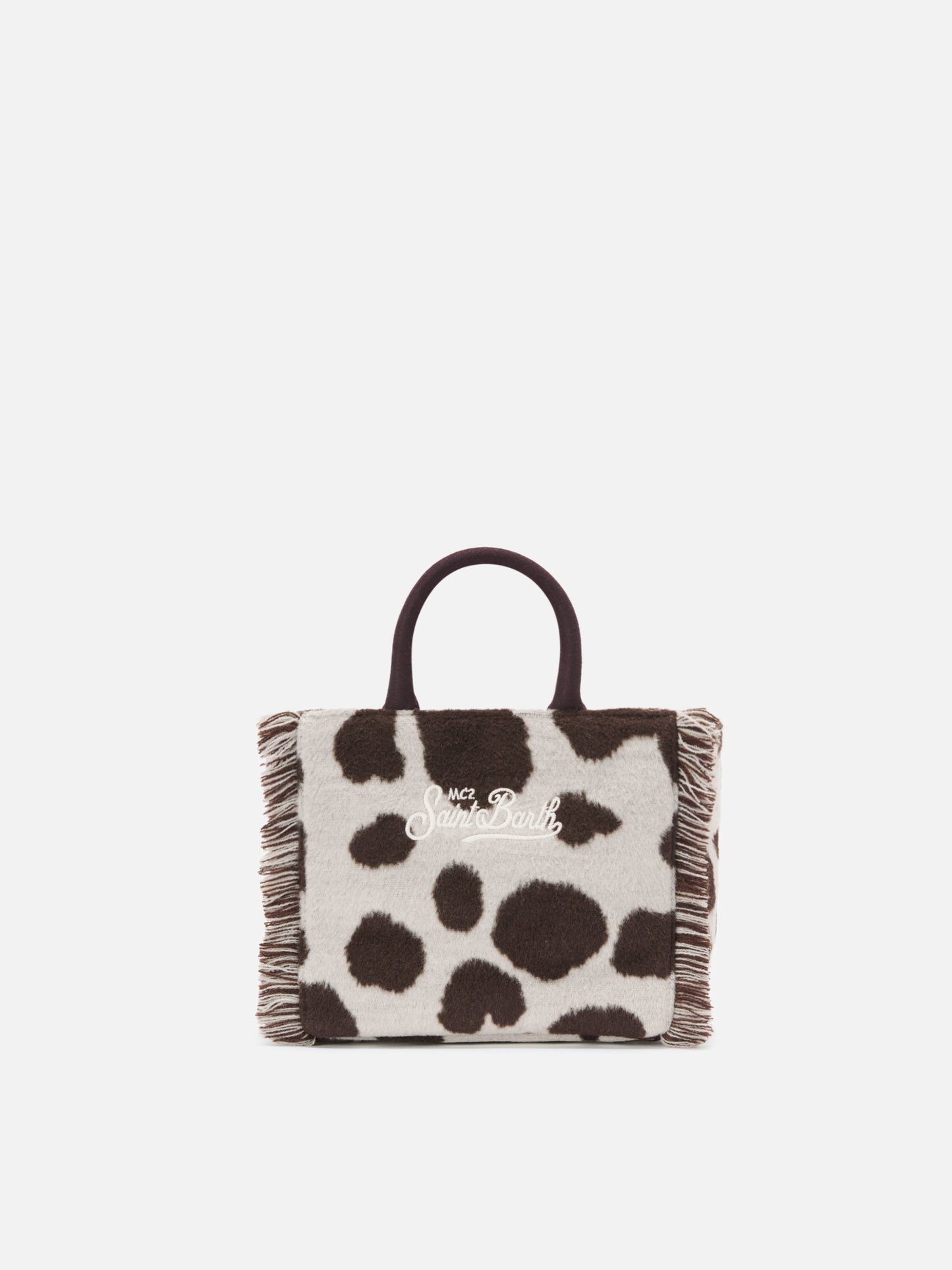 Vanity Mini-Filzhandtasche aus Wollmischung mit Kuhfellmuster