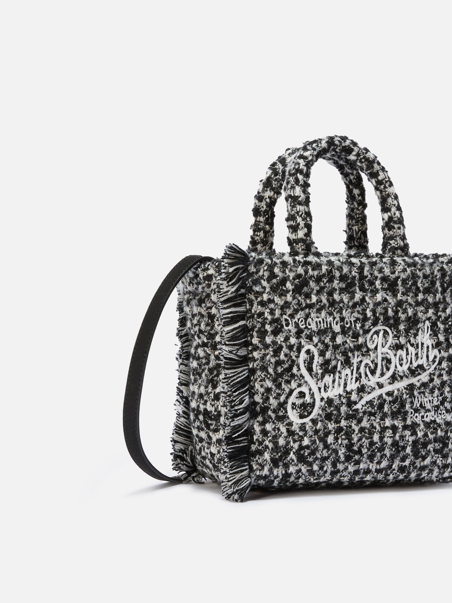 Vanity Mini Tweed Handtasche in Schwarz und Weiß