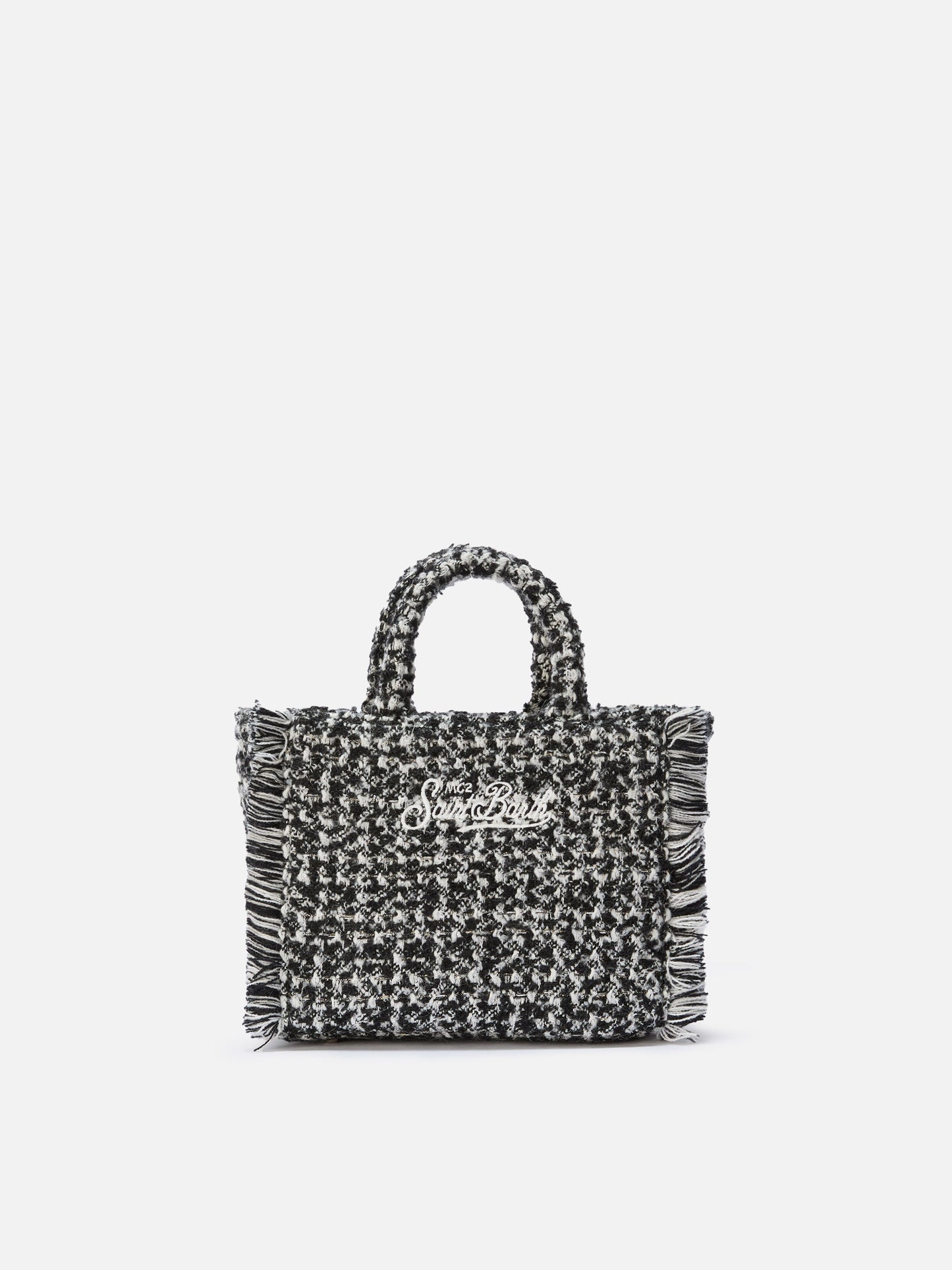 Vanity Mini Tweed Handtasche in Schwarz und Weiß