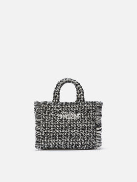 Vanity Mini Tweed Handtasche in Schwarz und Weiß