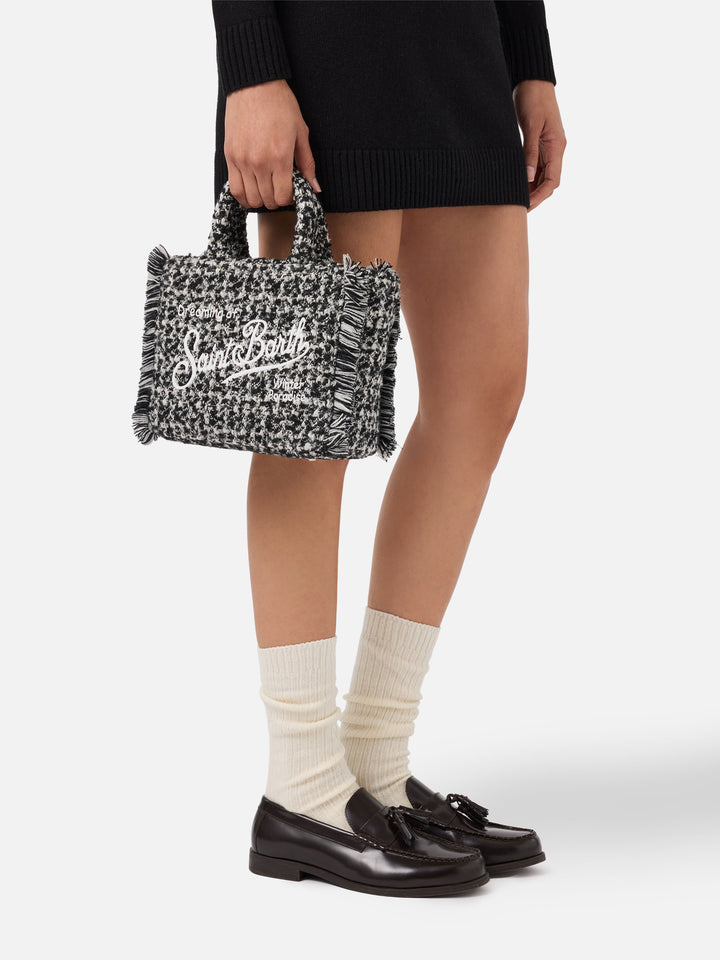 Vanity Mini Tweed Handtasche in Schwarz und Weiß