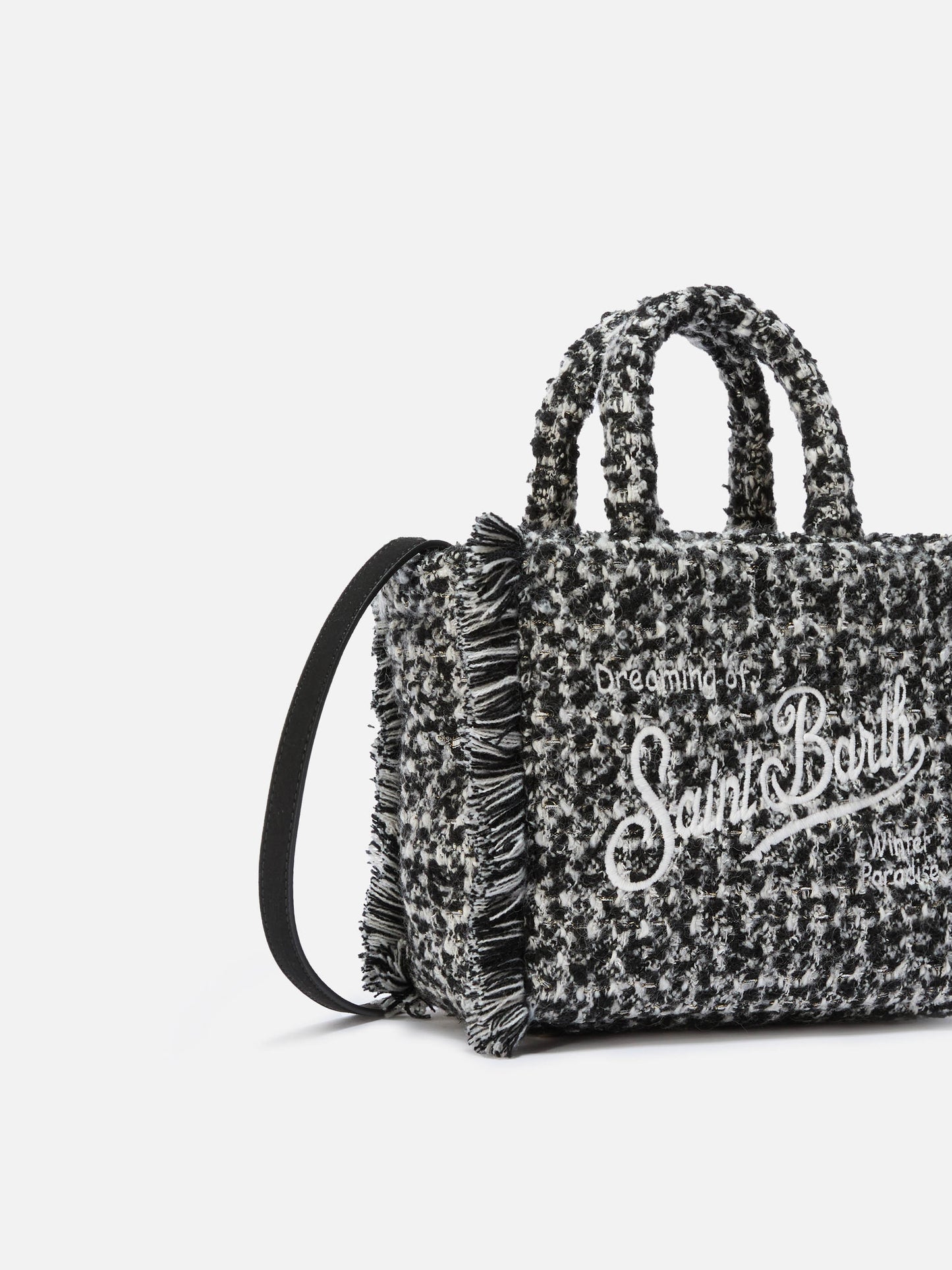 Vanity Mini Tweed Handtasche in Schwarz und Weiß