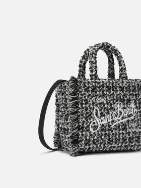 Vanity Mini Tweed Handtasche in Schwarz und Weiß