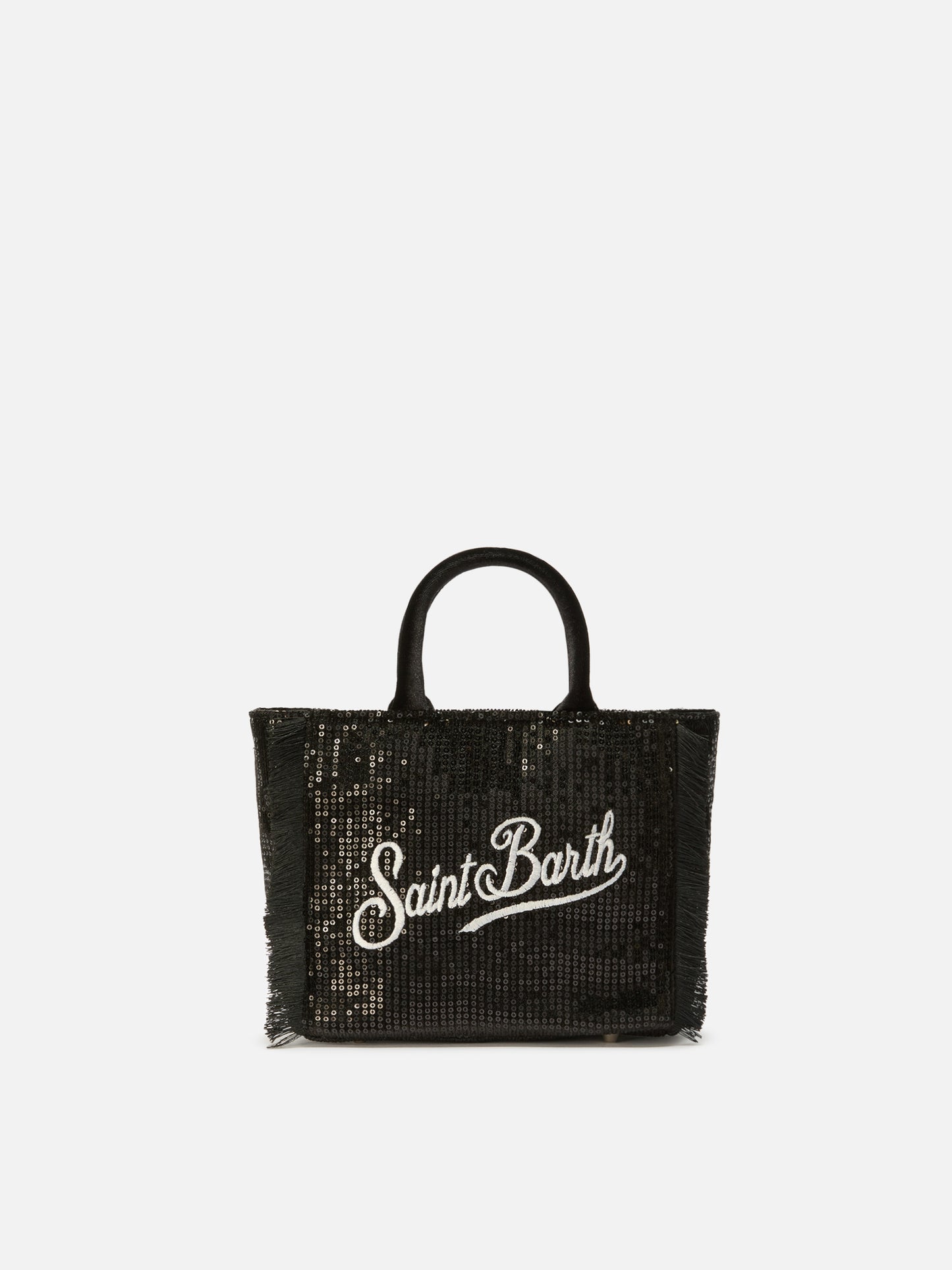 Vanity Mini-Samthandtasche aus schwarzem Samt mit Pailletten