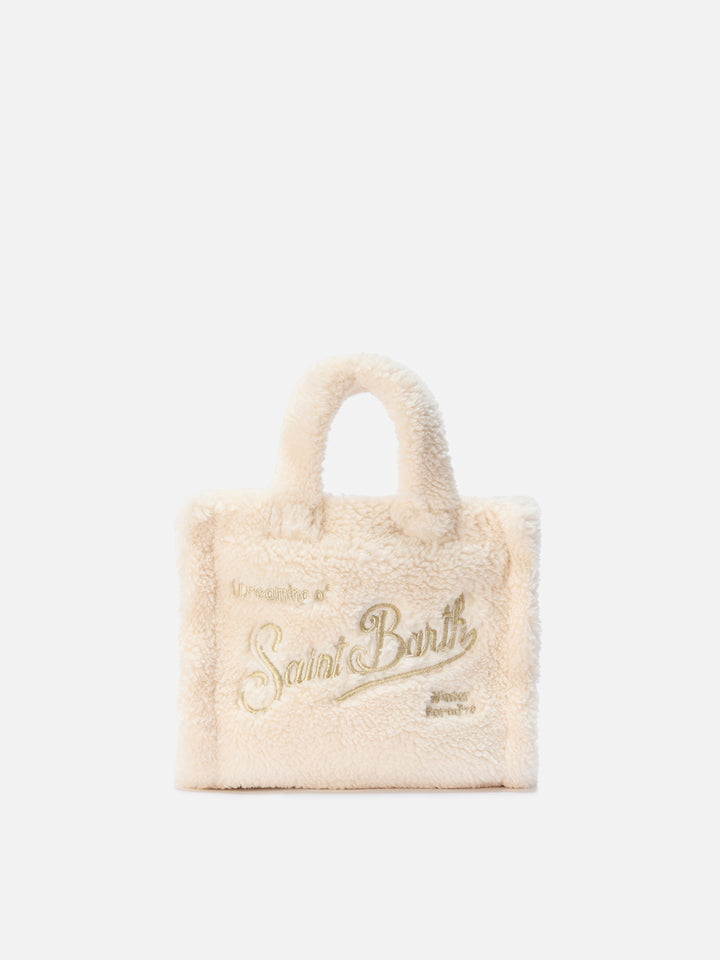 Vanity Mini Teddy Handtasche aus weißem Sherpa