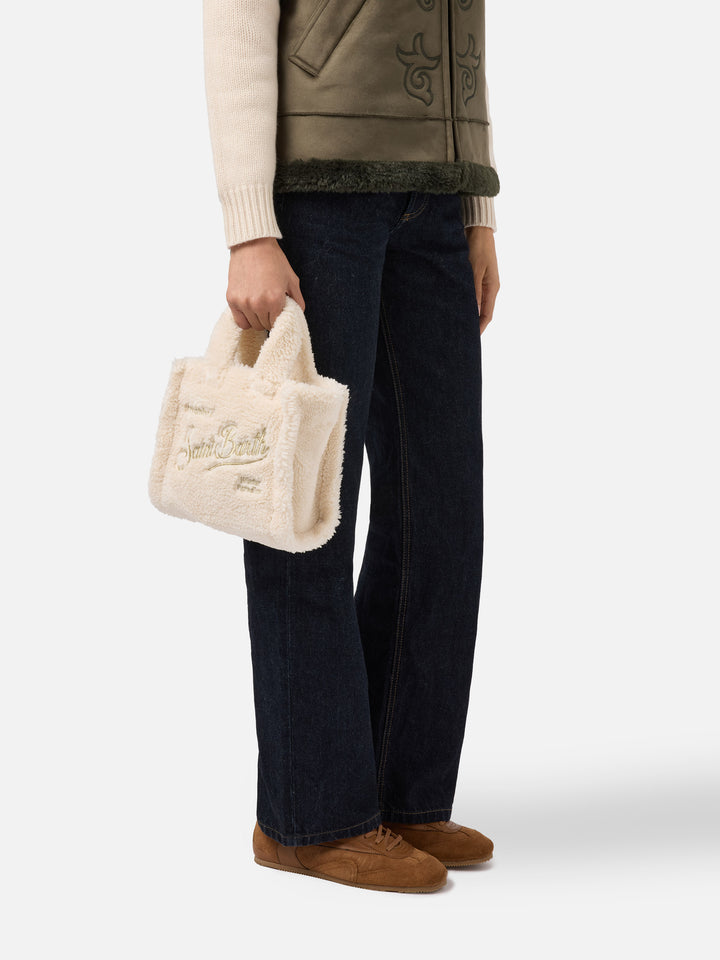 Vanity Mini Teddy Handtasche aus weißem Sherpa