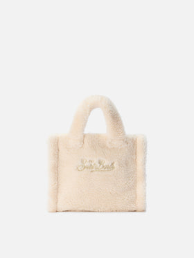 Vanity Mini Teddy Handtasche aus weißem Sherpa