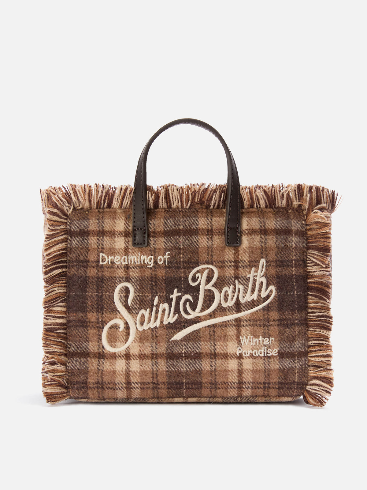 Mini Vanity bag in wool blend with tartan pattern