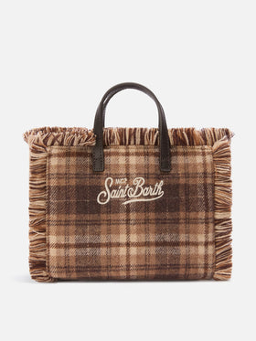 Mini Vanity bag in wool blend with tartan pattern