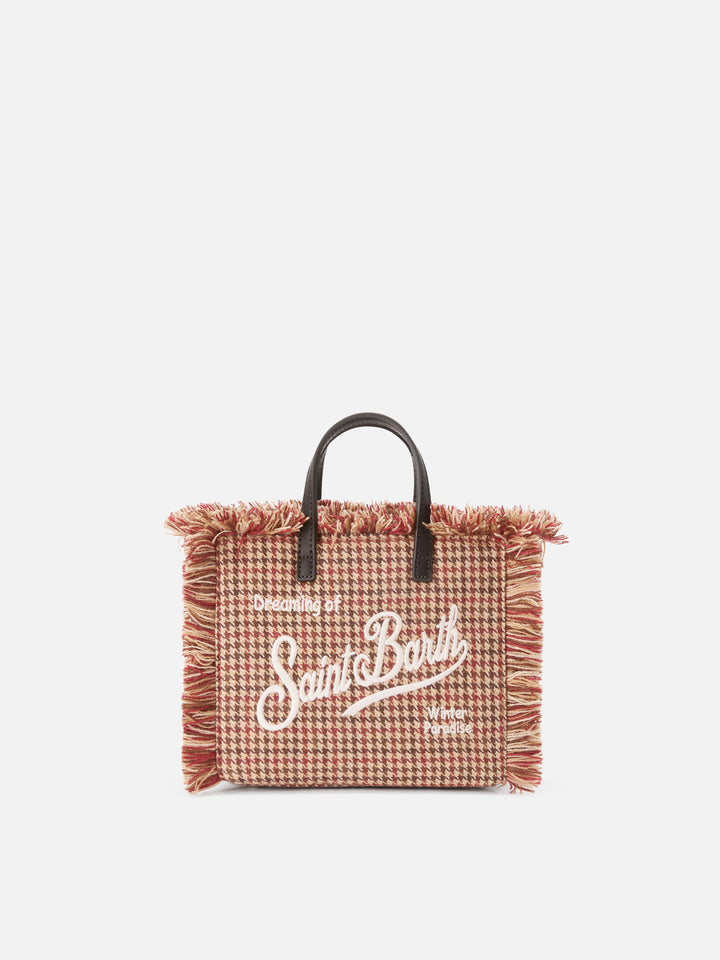 Mini Vanity bag en mezcla de lana con estampado de pata de gallo 