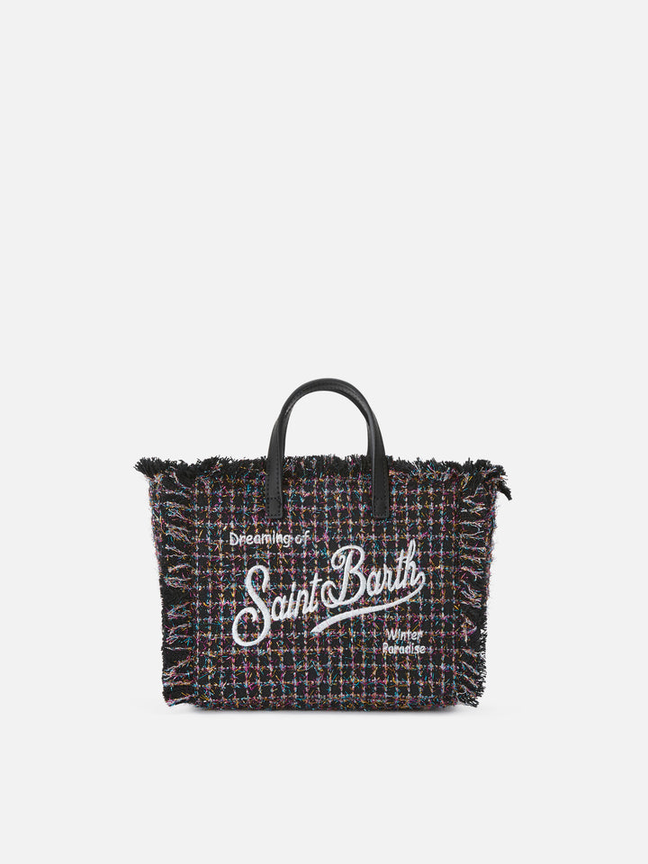 Mini Vanity bag negra de tweed con glossy finish 