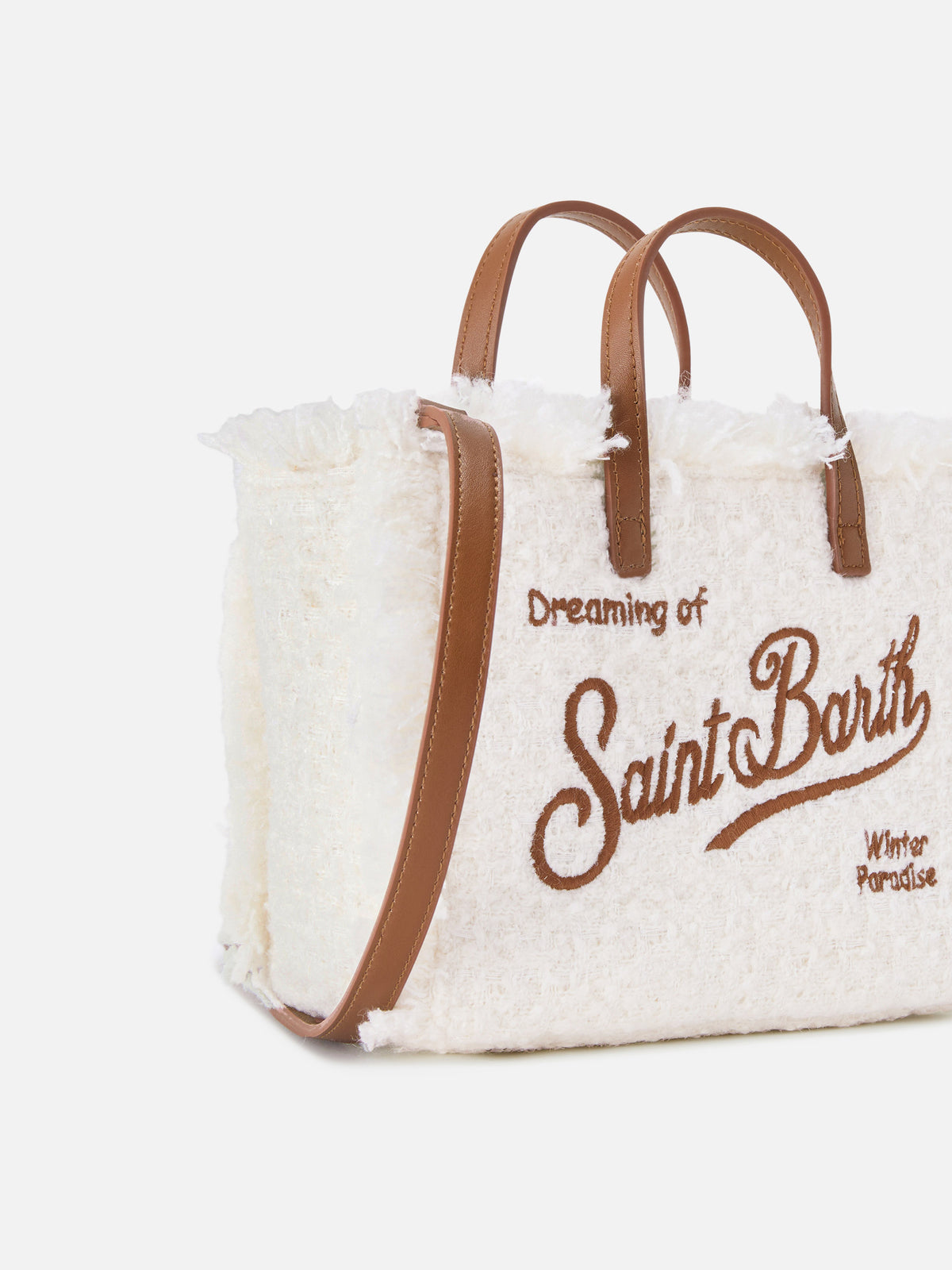 Mini sac Vanity Off white en tweed avec broderie logo 