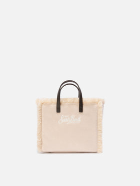 Bolso de fieltro Beige Mini Vanity con chalet bordado 