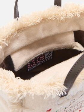 Bolso de fieltro Beige Mini Vanity con chalet bordado 