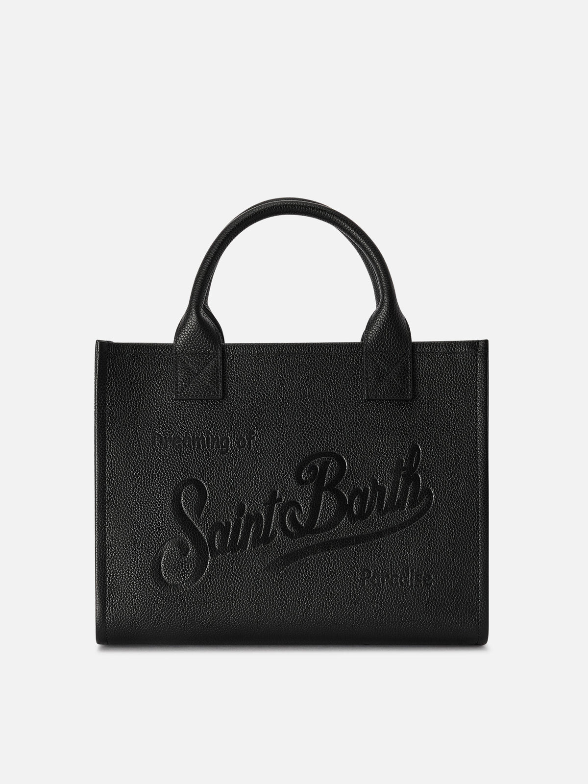 Grand vanity bag noir en cuir grainé avec lettrage logo 