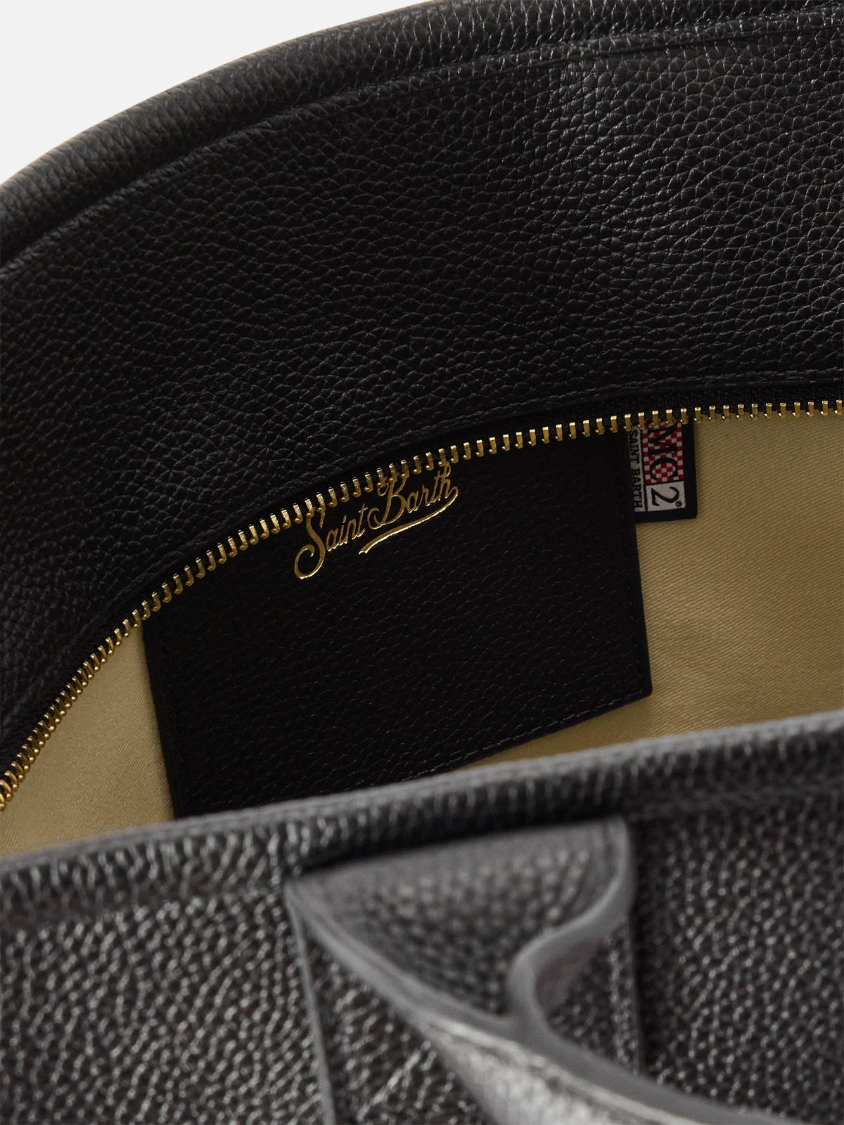 Grand vanity bag noir en cuir grainé avec lettrage logo 
