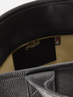Grand vanity bag noir en cuir grainé avec lettrage logo 