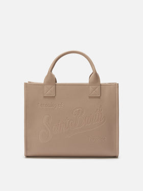 Vanity Bag grand sac porté épaule en cuir martelé noisette 