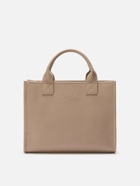 Vanity Bag grand sac porté épaule en cuir martelé noisette 