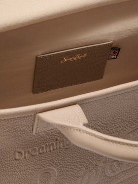 Vanity Bag grand sac porté épaule en cuir martelé noisette 
