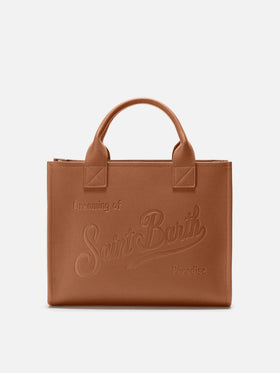Vanity Bag Large Shoulder Bag in camel hammered leather
