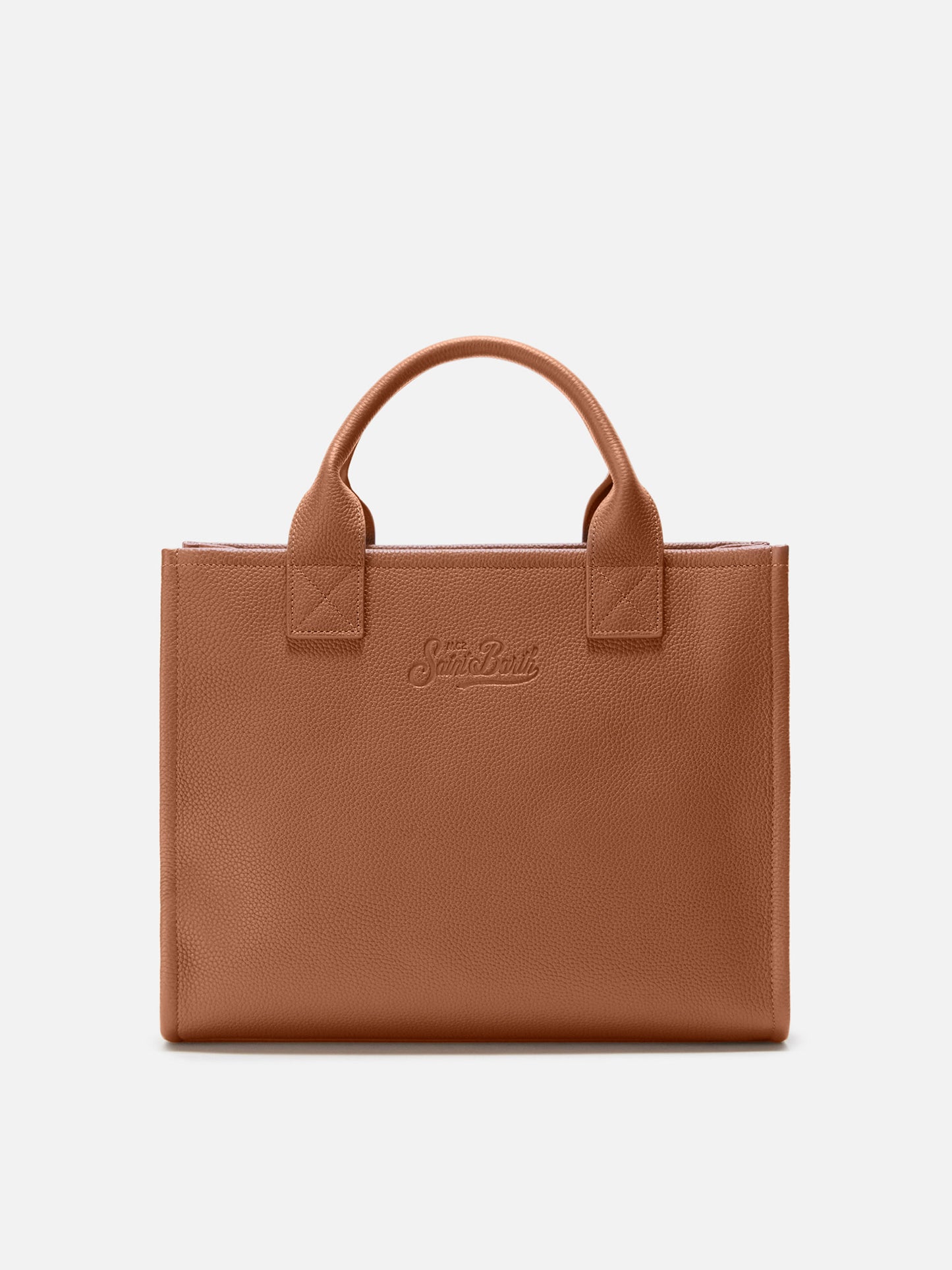 Vanity Bag Large Shoulder Bag in camel hammered leather