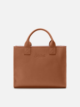 Vanity Bag Large Shoulder Bag in camel hammered leather