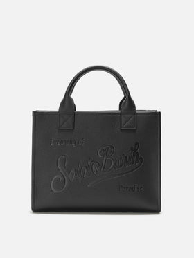 Vanity Bag Large Shoulder Bag in black hammered leather