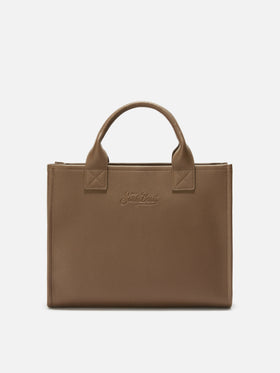 Borsa a spalla Vanity Bag Large in pelle martellata marrone