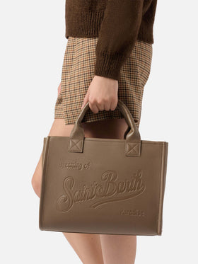 Borsa a spalla Vanity Bag Large in pelle martellata marrone