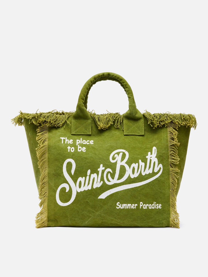 Military  green cotton canvas Vanity tote bag