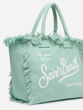 Salbeigrüne Vanity-Einkaufstasche aus Baumwollcanvas