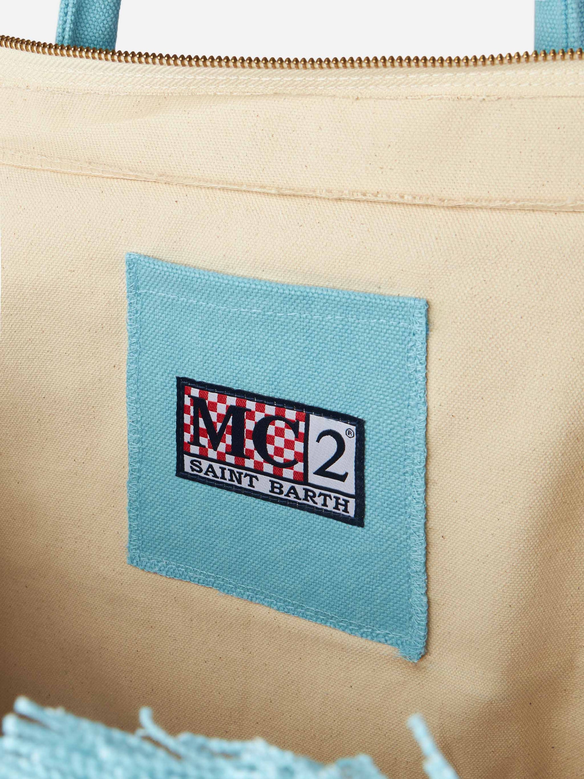 Light blue cotton canvas Vanity tote bag - MC2 Saint Barth