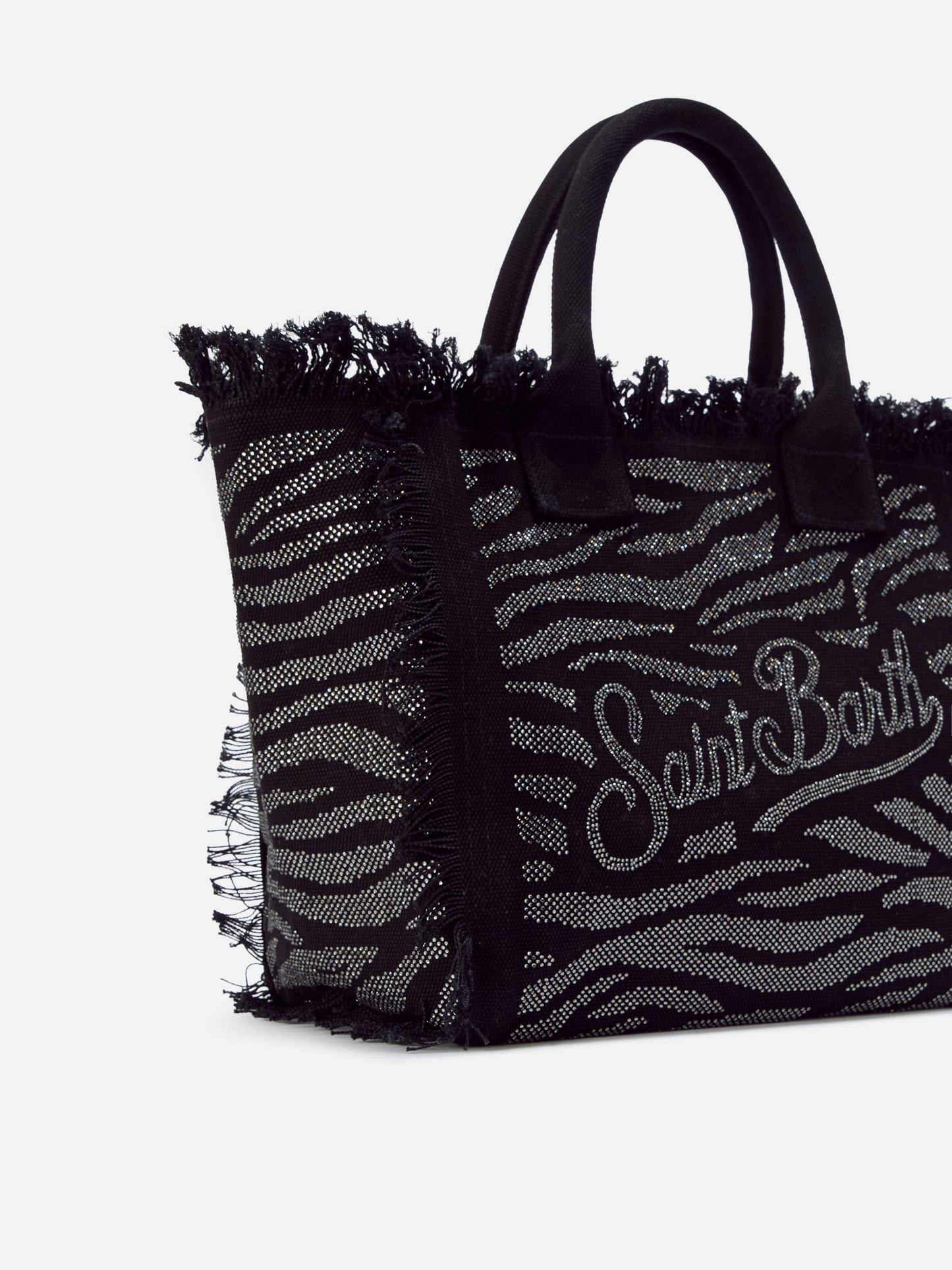 Regular Vanity canvas bag in animalier print with rhinestones