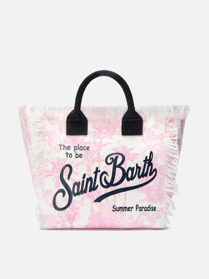 Regular Vanity canvas bag with pink toile de Jouy print