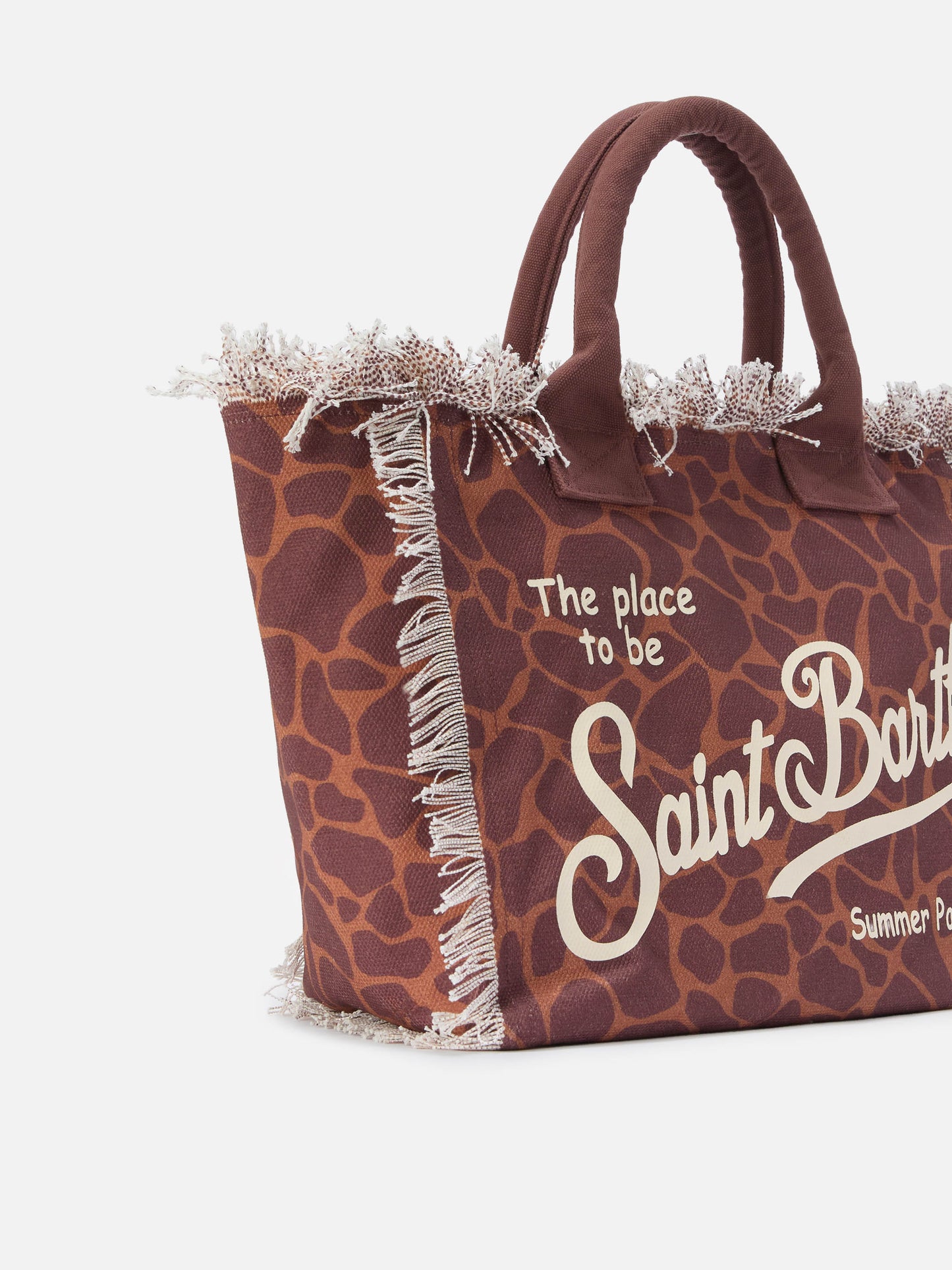 Bolso Vanity Regular de lona con estampado animal marrón 